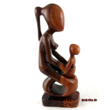 Mutter mit Kind. Moderne, abstrakte Frauenfigur aus Afrika, Ebenholz.