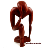 Afrikanische Figur aus Mahagoni. Denker, abstrakt, braun